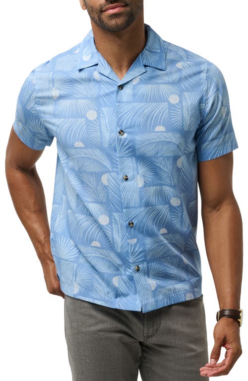 Travismathew Solar Event Tropical Print Lyocell & Cotton Camp Shirt In Quiet Harbor