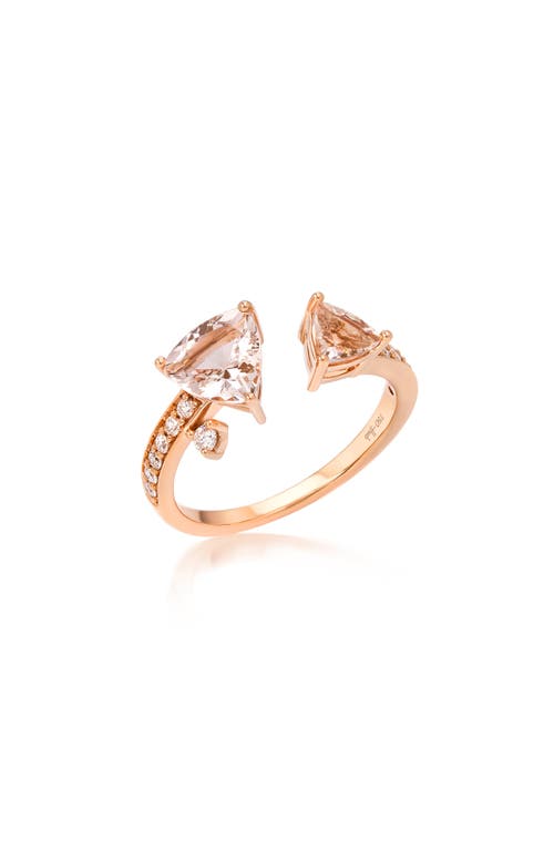 Mirage Rose Morganite & Diamond Open Ring in Pink Gold
