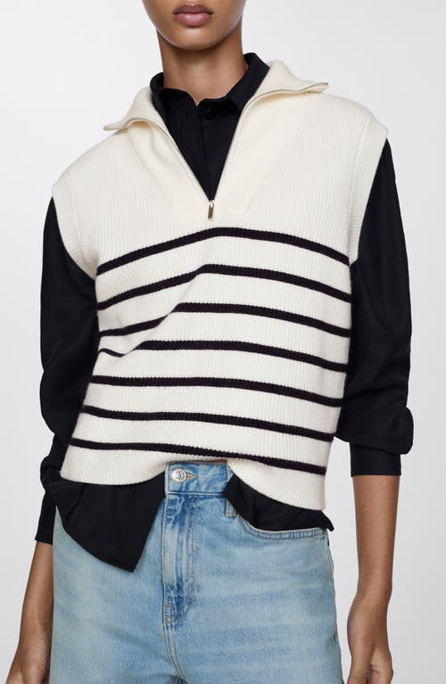 Shop Mango Rizon Sweater Vest In Ivory/navy Stripe