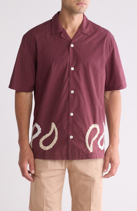 Paisley Contrast Panel Revere Collar Button-Up Shirt
