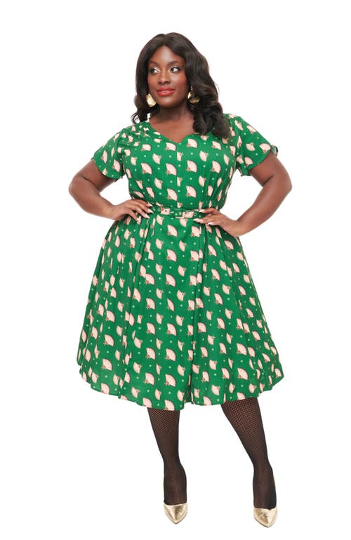 Shop Unique Vintage 1940s Tulip Sleeve Swing Dress In Hunter Green