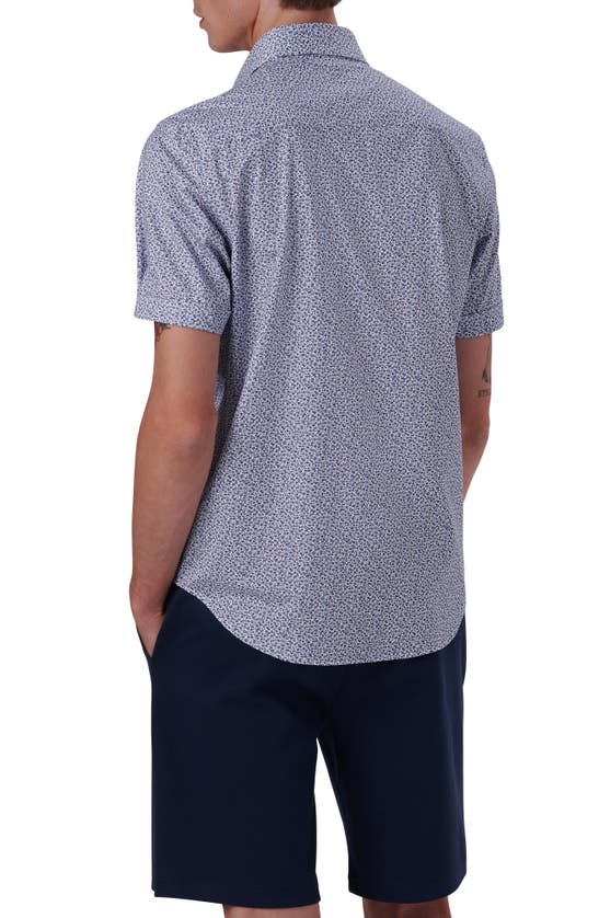 Shop Bugatchi Miles Ooohcotton® Floral Print Short Sleeve Button-up Shirt In Classic Blue