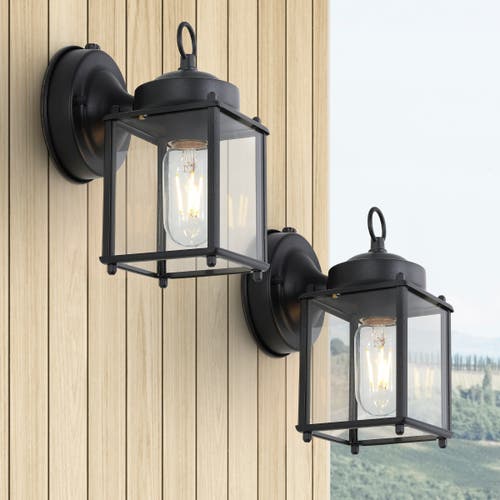 Shop Jonathan Y Boston 1-light Farmhouse Industrial Iron/glass Outdoor Led Sconce In Black/clear