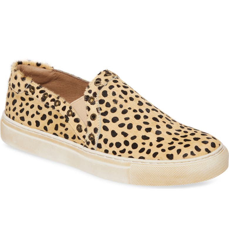 CHOCOLAT BLU Noella Slip-On Genuine Calf Hair Sneaker, Main, color, TAN LEOPARD CALF HAIR