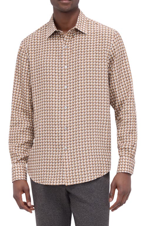 Bugatchi Julian Shaped Fit Print Button-up Shirt In Neutral