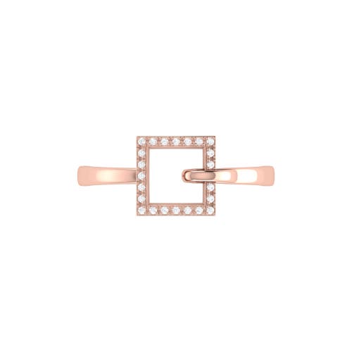 Shop Luvmyjewelry On The Block Square Sterling Silver Diamond Ring In 14kt Rose Gold Vermeil