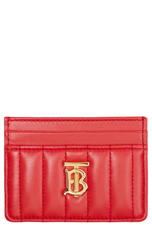 burberry Lola Quilted Leather Card Case in Bright Red
