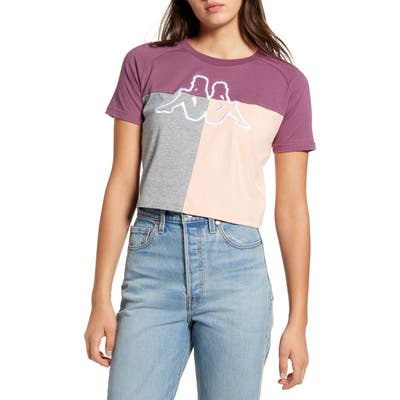 Kappa Batiz Logo Embroidered Crop T-Shirt, Purple