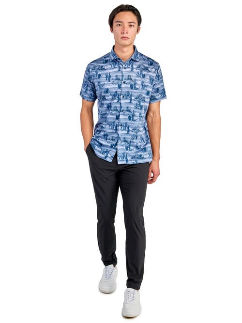 Shop Construct Con.struct Desert Print Performance Button-down Shirt In Slate