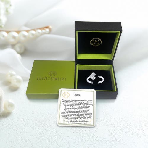 Luvmyjewelry One Way Arrow Sterling Silver Diamond Open Ring In Silver