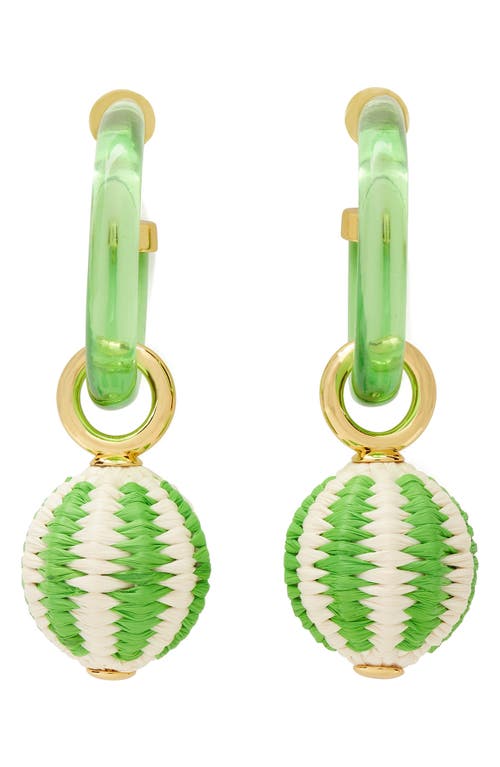 Kate Spade New York Feeling Bubbly Raffia Drop Hoop Earrings In Green