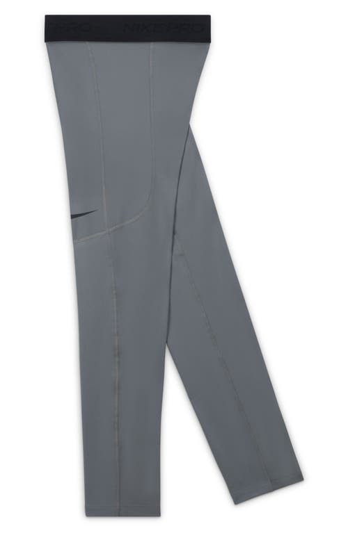 Nike Big Boys Pro Dri-fit Stretch Performance Leggings In Smoke Grey/smoke Grey/black