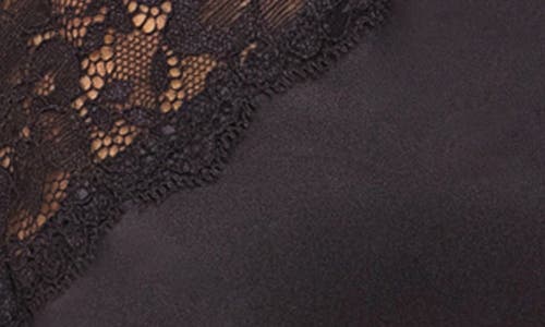 Oh La La Cheri Plunge Neck Underwire Chemise With Lace Inset In Black/black