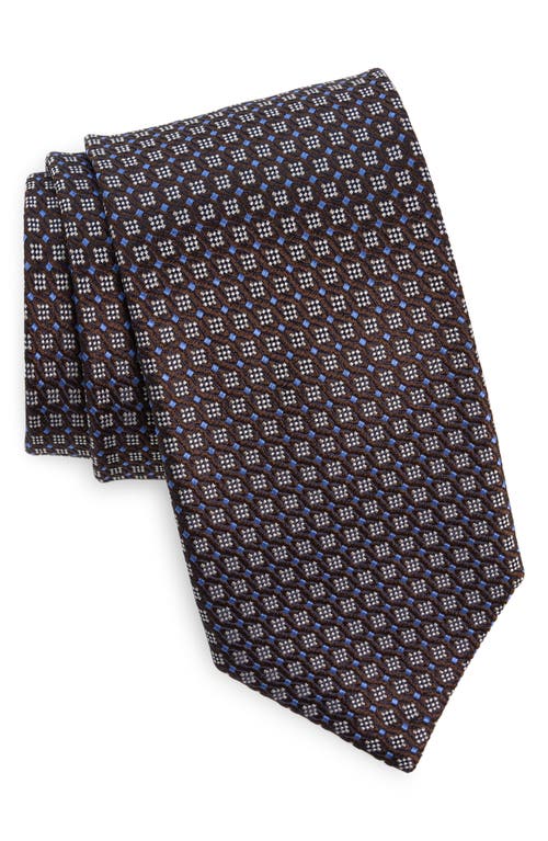 Canali Neat Silk Tie in Brown at Nordstrom