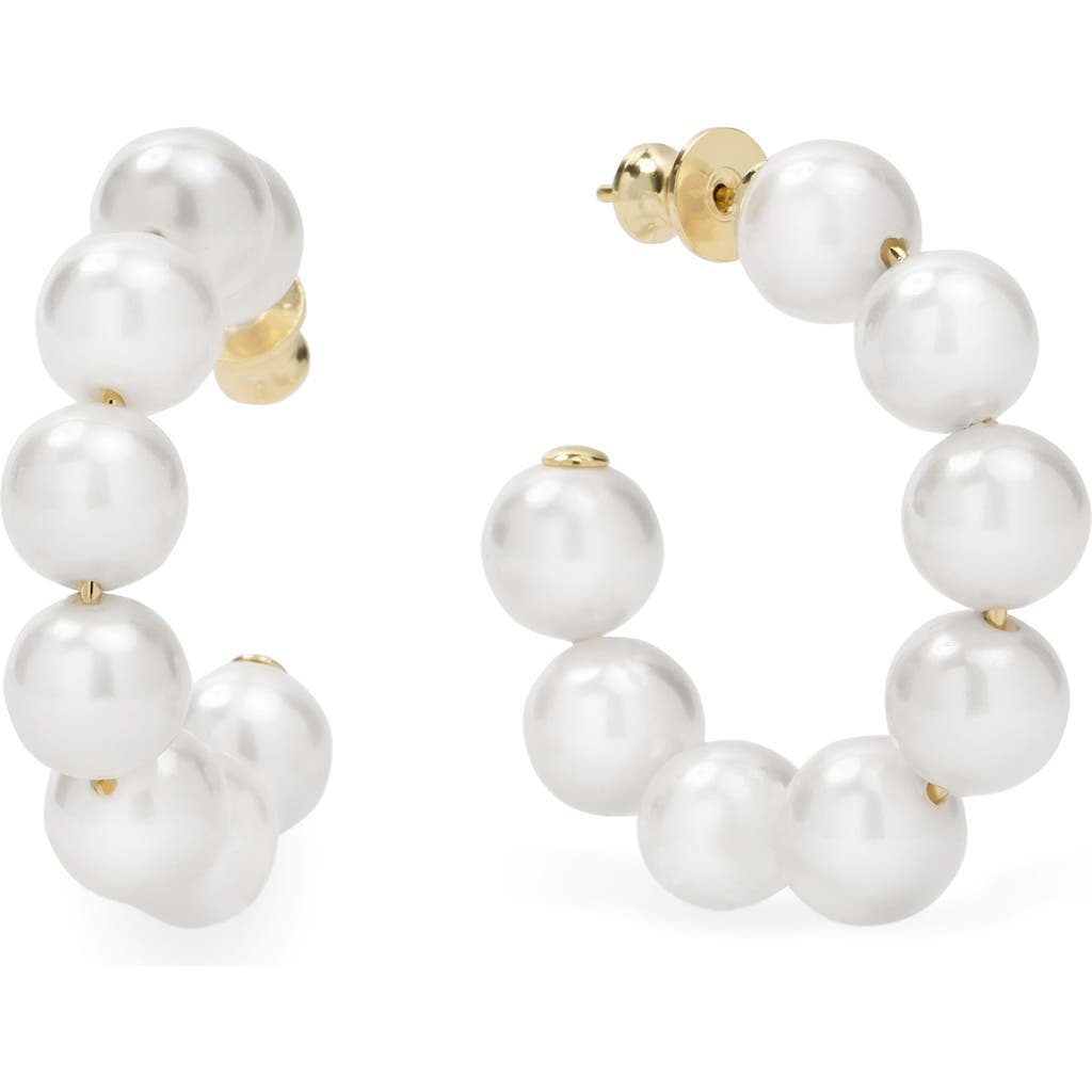 Melinda Maria Life's A Ball Imitation Pearl Hoop Earrings In Gold