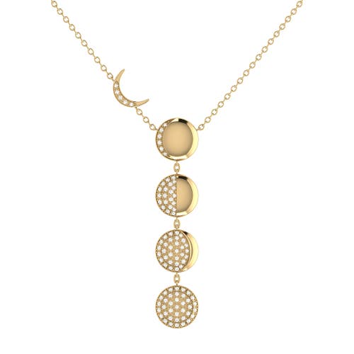 Shop Luvmyjewelry Moon Transformation Sterling Silver Diamond Necklace In 14kt Gold Vermeil On Sterling