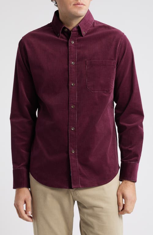 Mizzen+Main Jackson Stretch Corduroy Button-Down Shirt in Wine Solid 