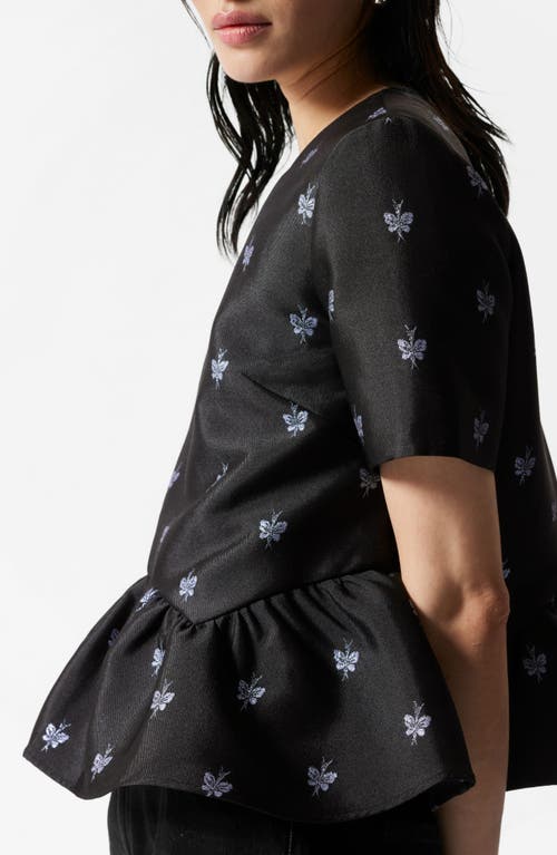 & Other Stories Floral Jacquard Peplum Top In Dolce
