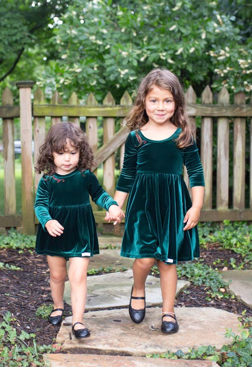 Worthy Threads Embroidered Velvet Holiday Long Sleeve Bubble Romper In Emerald Green