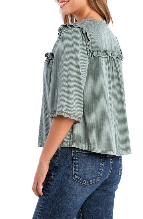 Billy T Juliet Ruffled Shirt In Army Rr Stripe
