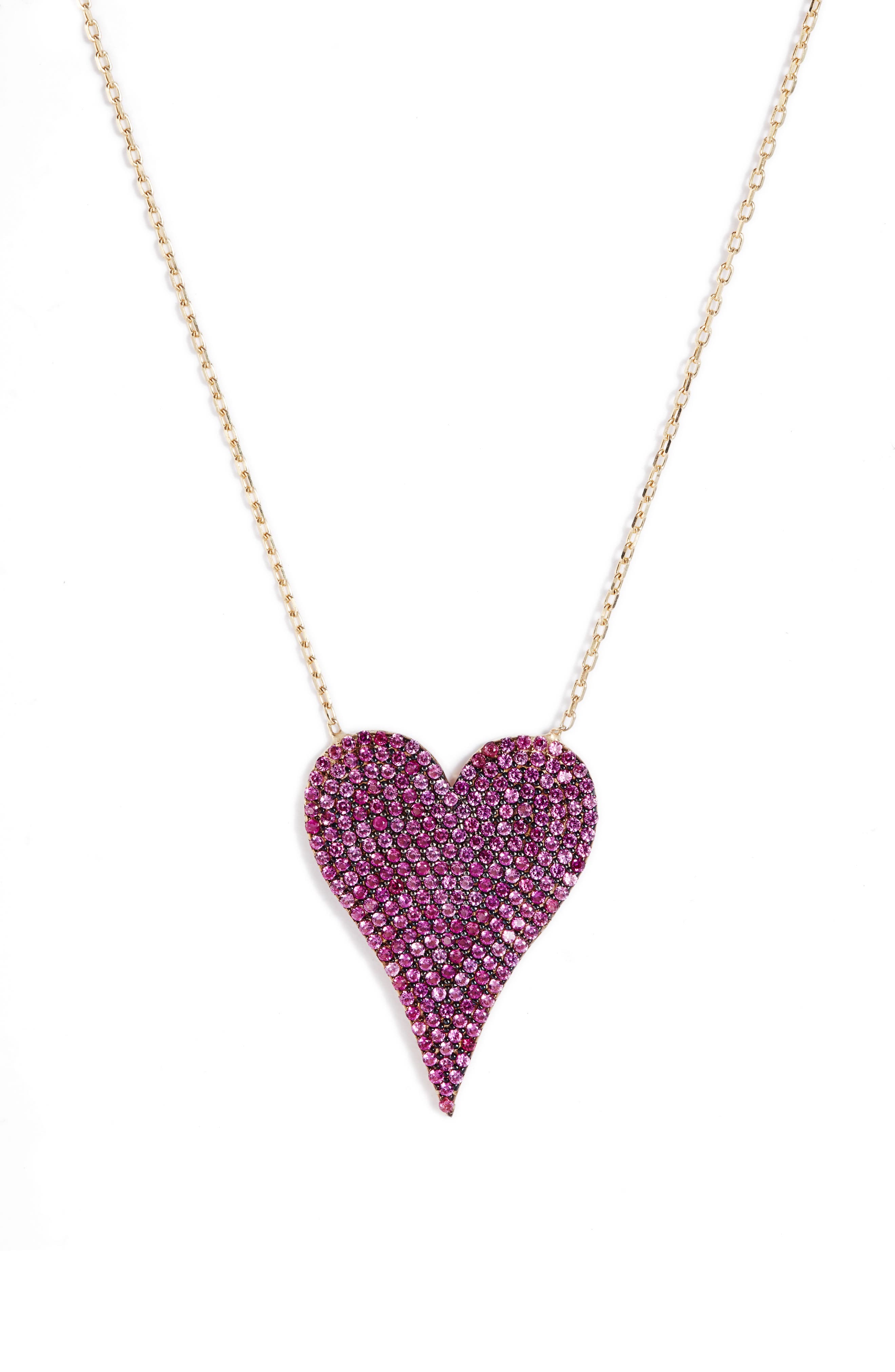 pink pave heart necklace