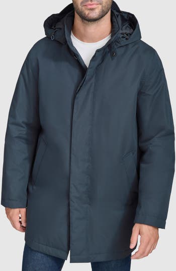 Cole Haan Signature Hooded Raincoat In Navy