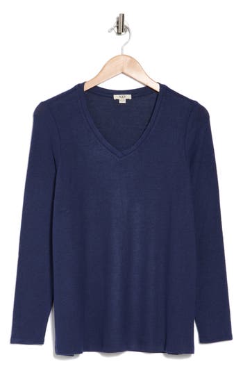 Nic + Zoe Vital Balloon Sleeve Recycled Cotton Blend Sweater In Dark Indigo