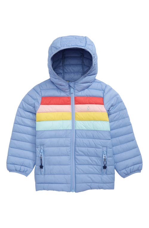 Joules Kids' Hooded Puffer Jacket in Blue Rainbow