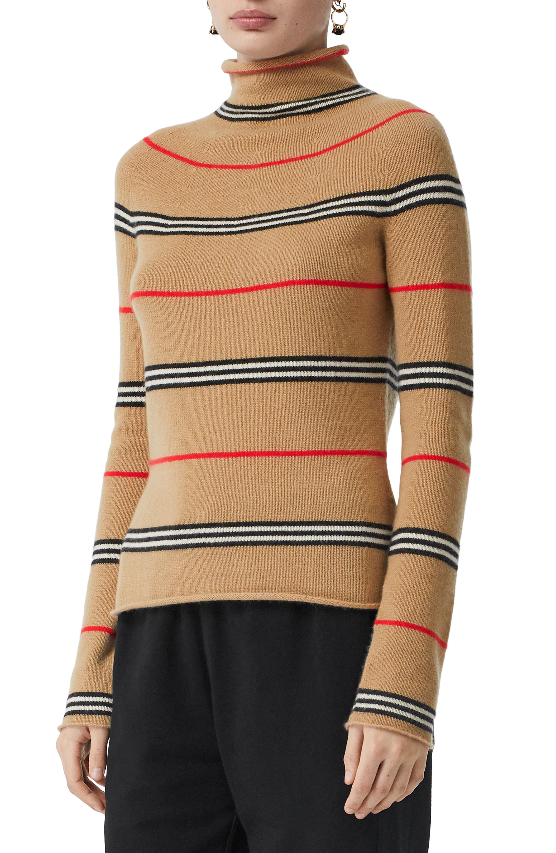 Burberry Stripe Cashmere Turtleneck Sweater | Nordstrom