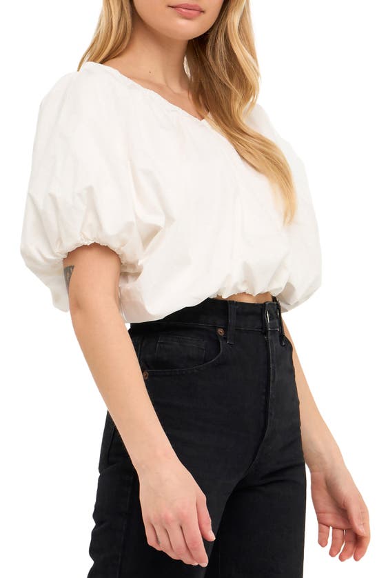 Shop Endless Rose Puff Crop Blouse In White