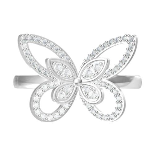 Donatello Gian Crystal Butterfly Ring In Silver