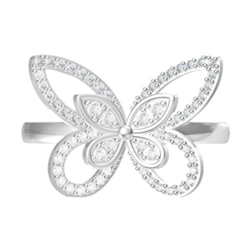 Shop Donatello Gian Crystal Butterfly Ring In Silver