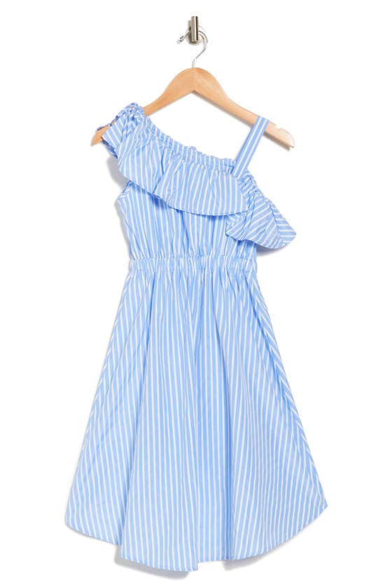 Shop Habitual Kids Kids' One-shoulder Ruffle Dress In Blue