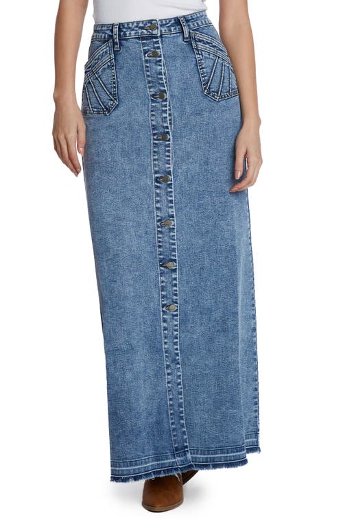 Shop Wash Lab Denim Royal Denim Maxi Skirt In Seaside Blue