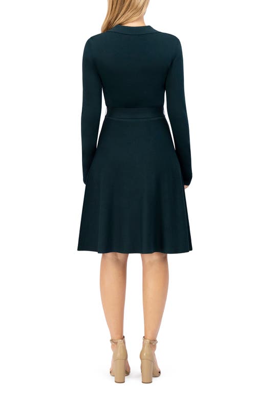 Shop Eliza J Embellished Collar Long Sleeve Sweater Dress In Spruce