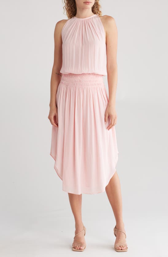 Shop Ramy Brook Audrey Smocked Waist Sleeveless Midi Dress In Candy Pink
