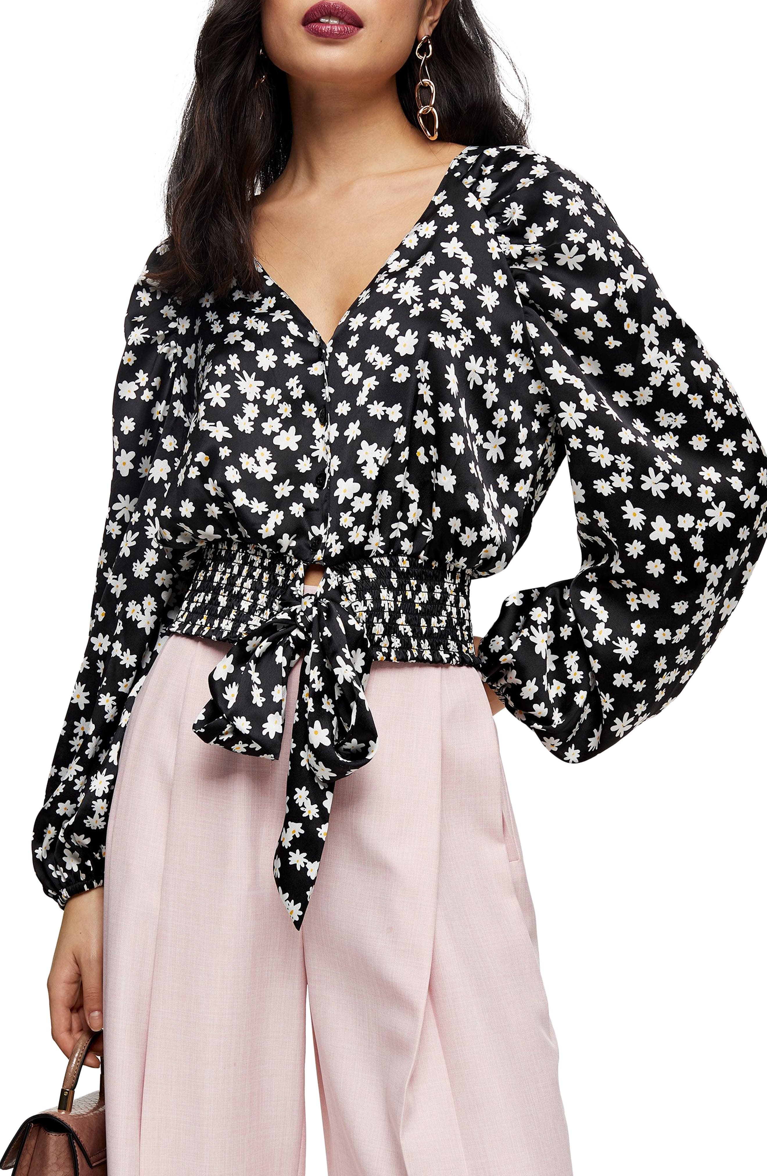 Daisy Satin Tie Front Blouse Nordstrom