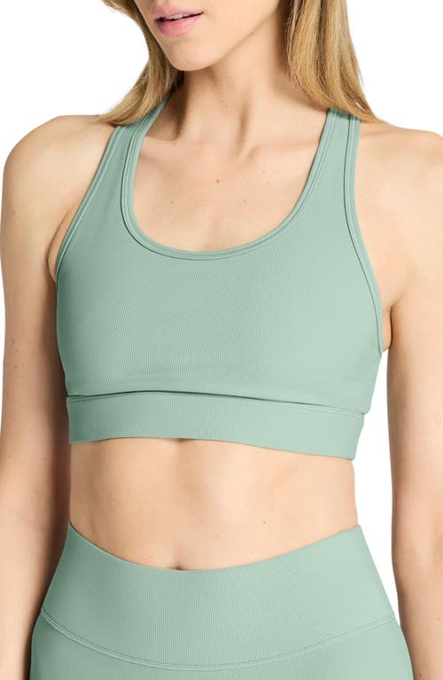 Center Stage Racerback Sports Bra in Chinois Green
