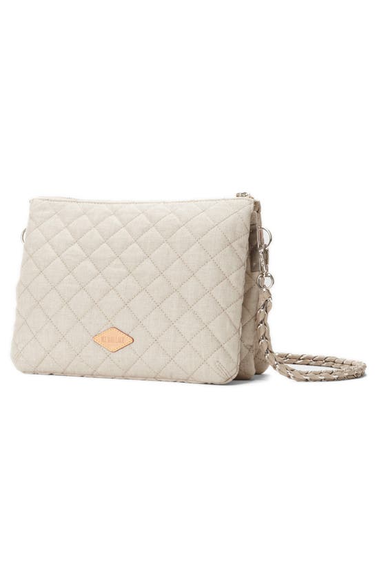 Shop Mz Wallace Large Crosby Pippa Quilted Linen Crossbody Bag In True Linen