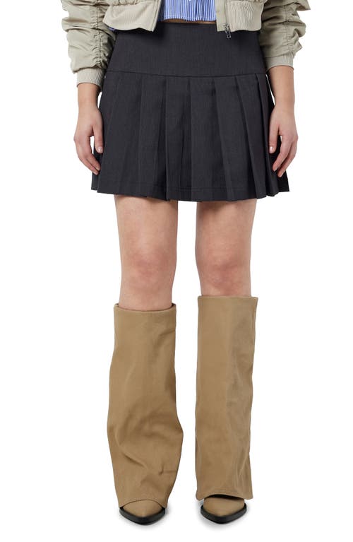 Sofie Pleated Miniskirt in Medium Grey Melange