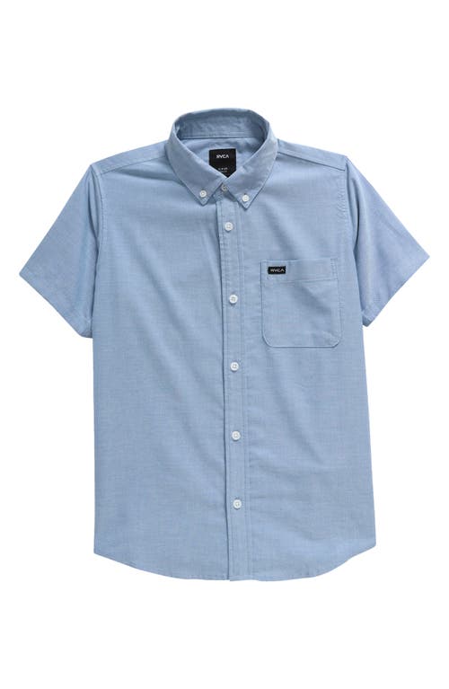 Shop Rvca Kids' That'll Do Cotton Blend Button-down Shirt In Oxford Blue