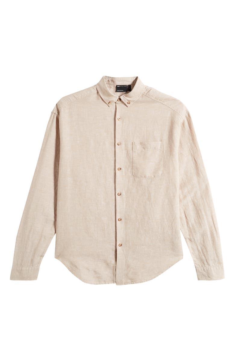 ASOS DESIGN Oversize Linen & Cotton Button-Down Shirt | Nordstrom