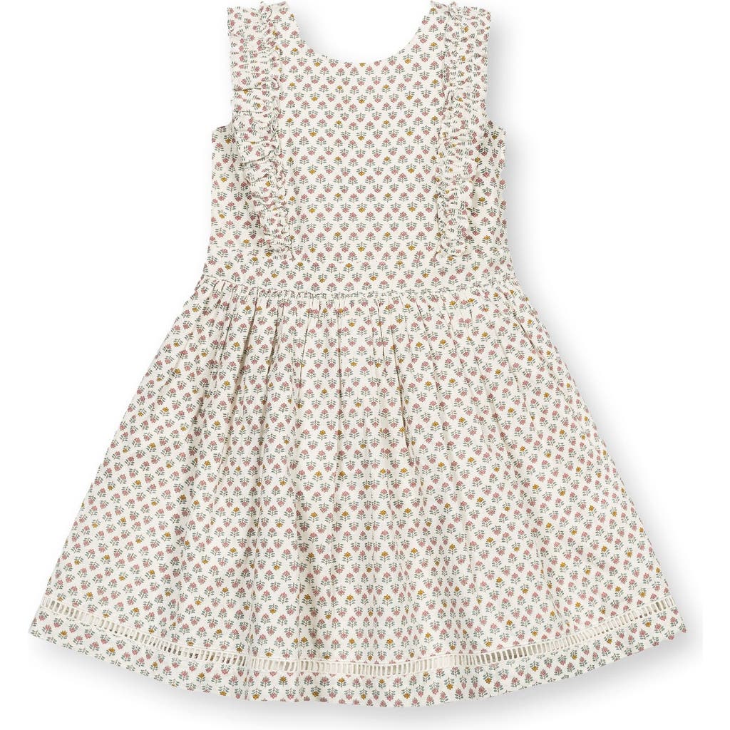Hope & Henry Girls' Linen Pinafore Flutter Dress With Crochet Trim, Infant In Neutral