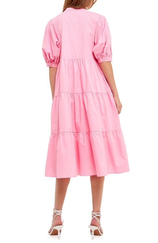 Shop English Factory Puff Sleeve Dress In Pink