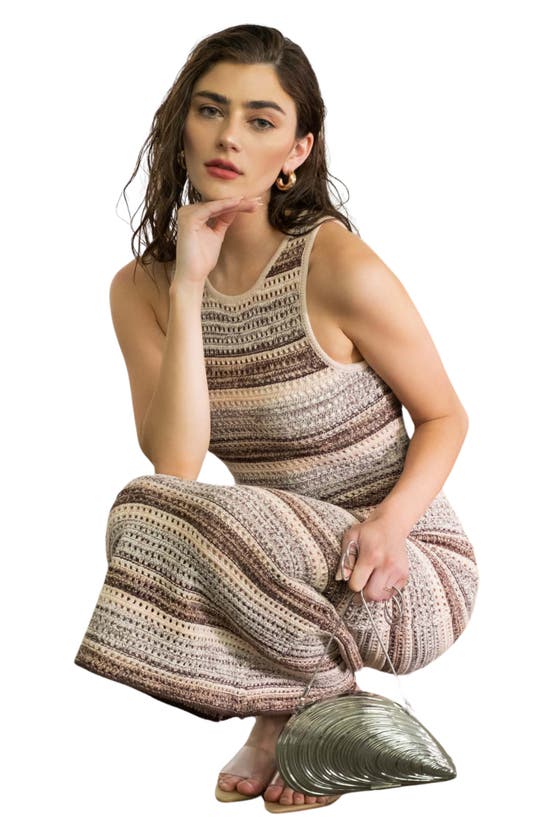 BLU PEPPER BLU PEPPER STRIPE CROCHET BODY-CON DRESS