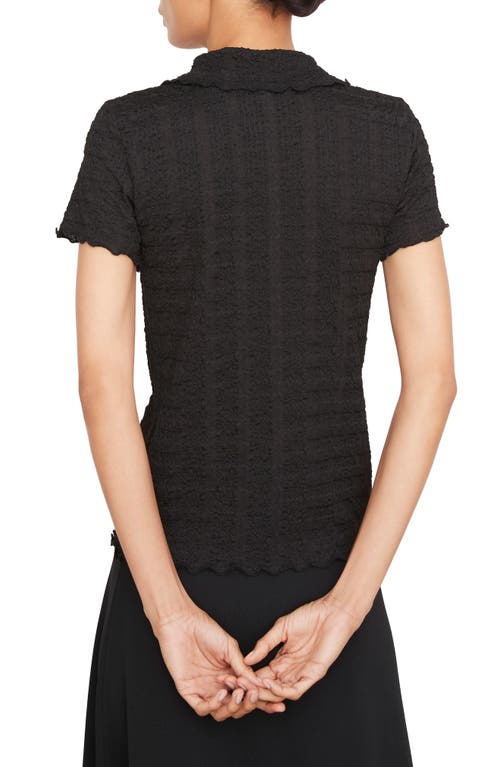 Vince Smocked Short-sleeve Button-front Shirt In Black