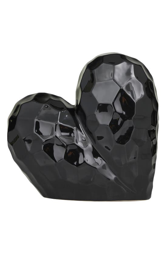 VIVIAN LUNE HOME VIVIAN LUNE HOME BLACK PORCELAIN HEART SCULPTURE