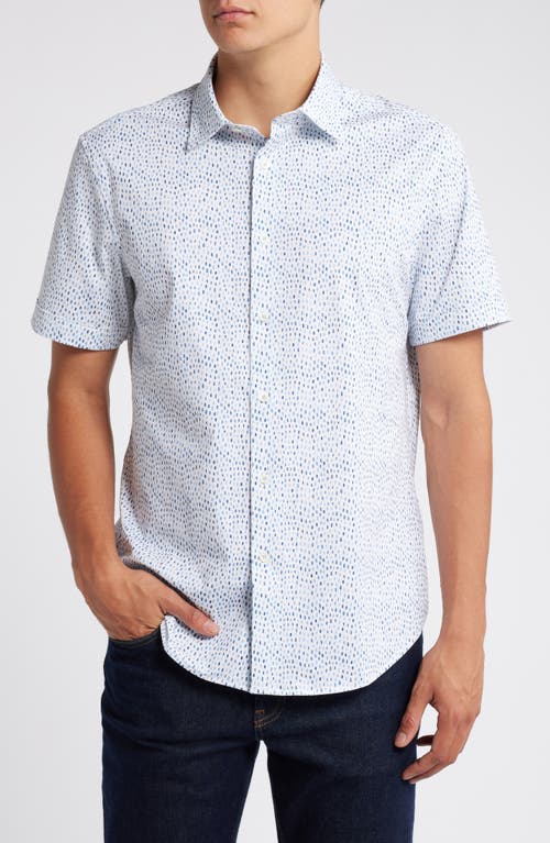 Shop Bugatchi Miles Ooohcotton® Scatter Print Short Sleeve Button-up Shirt In Air Blue