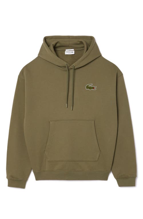 Shop Lacoste Loose Fit Cotton French Terry Hoodie In Khaki