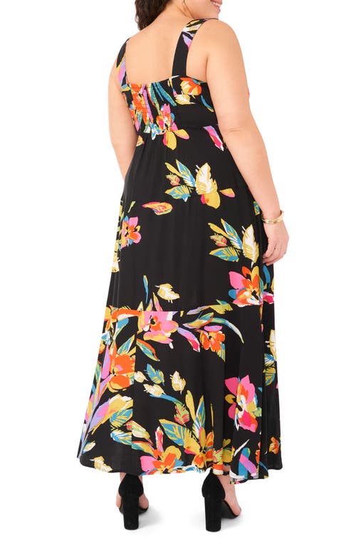 Shop Vince Camuto Floral Print Tiered Maxi Dress In Rich Black